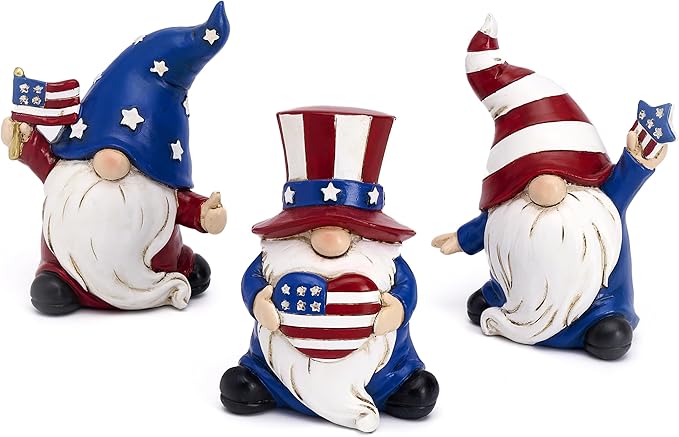 Valery Madelyn 4th of July Gnomes Decorations, Memorial Day Decorations for Home Decor, Large 3Pcs Patriotic USA 250th Anniversary Decorations, Stars and Stripes Gnomes Figurine for Independence Day