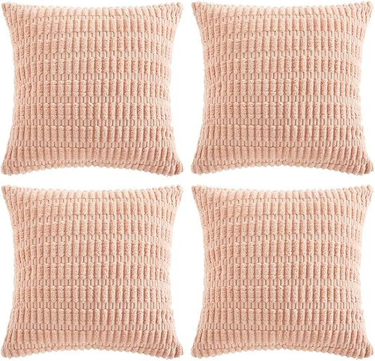 Fancy Homi 4 Packs Decorative Throw Pillow Covers for Living Room Couch Bed, Modern Farmhouse Boho Home Décor Accent Cushion Case, 20" x 20" (Pack of 4), Blush Pink