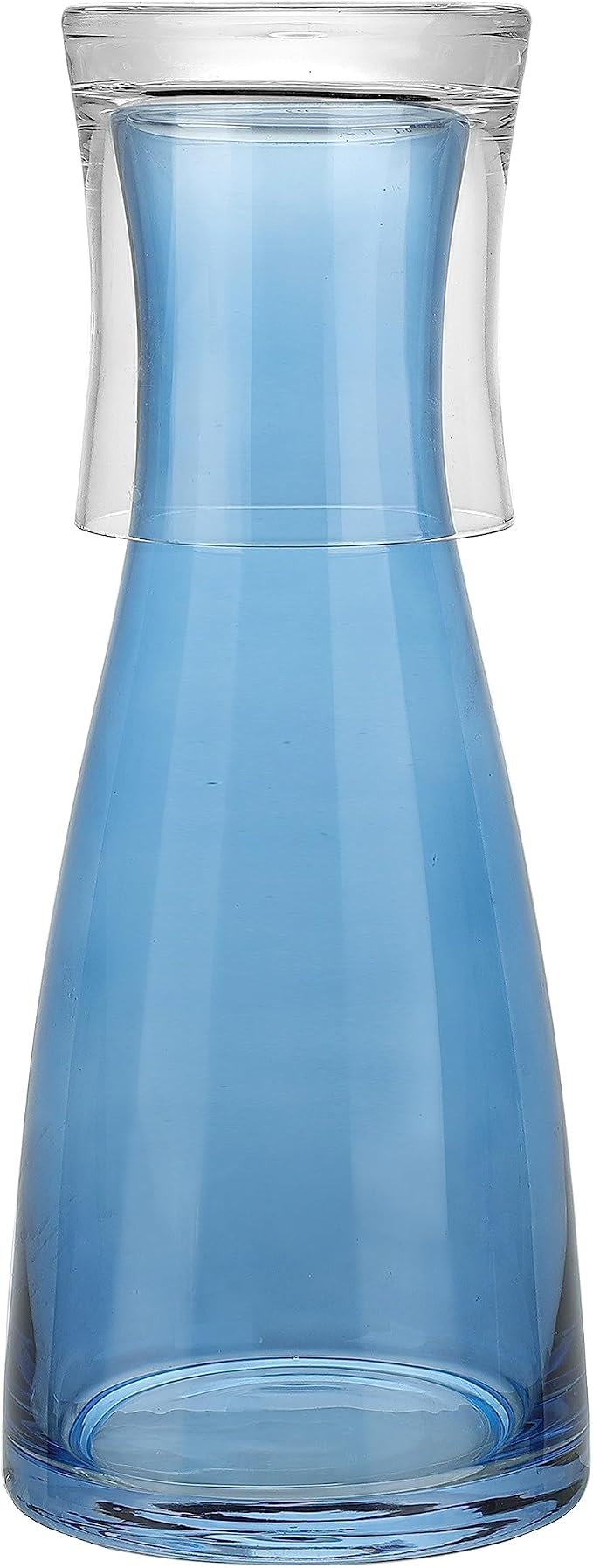 American Atelier 33 oz Bedside Water Carafe with Tumbler – 9" Glass Pitcher with Cup Lid for Nightstand, Guest Room & Office, Smooth Glass Design, Functional & Stylish Drinkware (Blue)