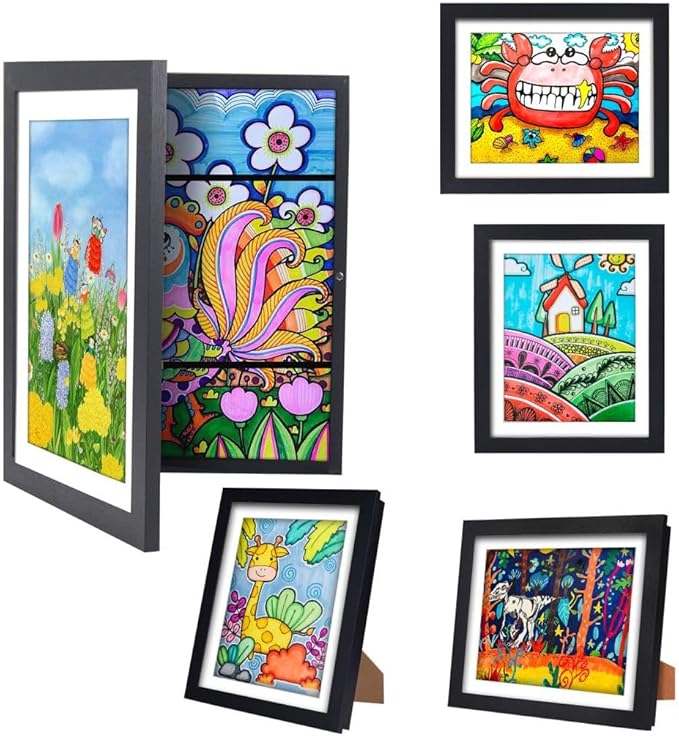 4-Pack Kids Artwork Frames Changeable - Kids Art Frame,Artwork Frames for Kids Art,Children Art Projects Kids Art Frames,8.5x11 Picture Frame for Display Kid Art work,With Storage(White)