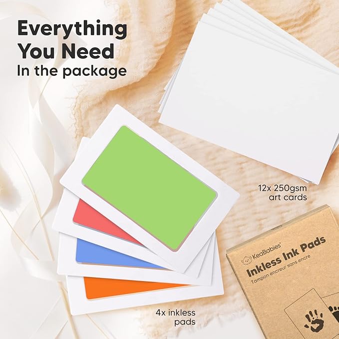 KeaBabies 4-Pack Inkless Hand and Footprint Kit and First 5 Years Baby Memory Book Journal - Ink Pad for Baby Hand and Footprints - 90 Pages Hardcover First Year Keepsake Milestone Baby Book