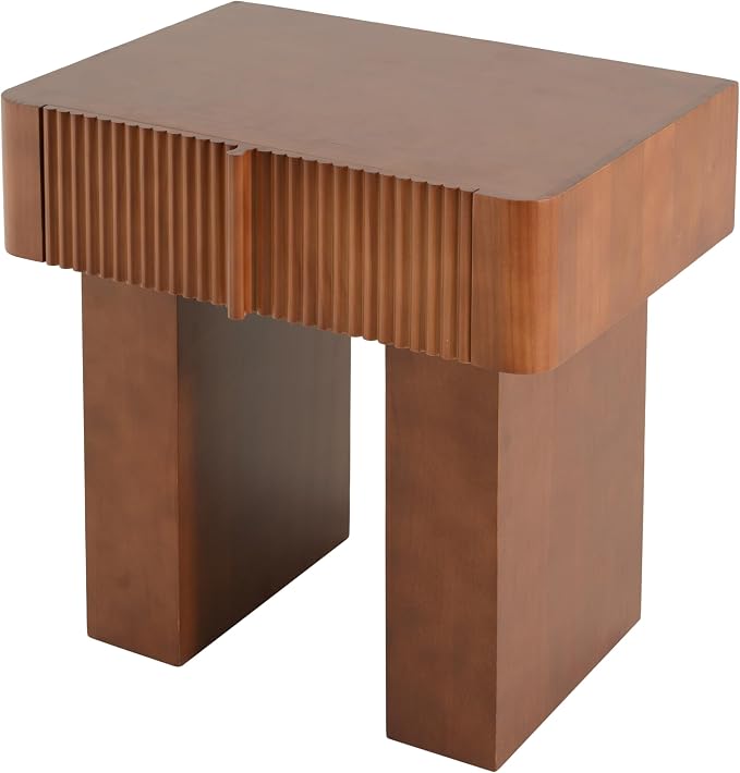 Christopher Knight Home Endes Modern Side Table with Drawer, Living Room Sofa End Table, Small Coffee Table with Storage, Walnut