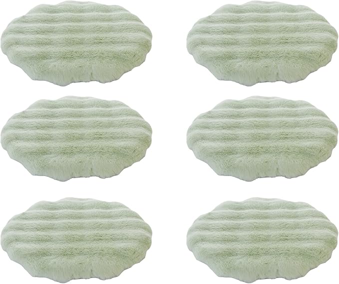 Lifup 6 Pack Round Chair Pads Memory Foam Seat Cushion Soft Cozy Plush Non Slip Thick Pad with Ties and Removable Cover for Dining Room, Office Green 16 x 16 Inch