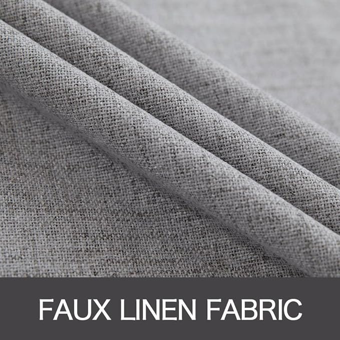 MIULEE Linen Texture Curtains for Bedroom Solid 100% Blackout Thermal Insulated Grey Curtains Grommet Room Darkening Drapes Luxury Decor for Living Room Nursery 52x45 Inch (2 Panels)