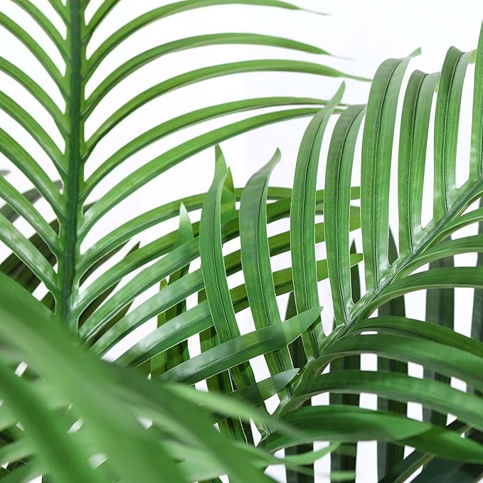 SOGUYI Artificial Palm Tree for Outdoor 8ft Tall UV Resistant Fake Tropical Golden Cane Palm Tree Large Faux Palm Plants for Outside Patio, Poolside, Lawn, Porch and Home Office Indoor Decor, Set of 1