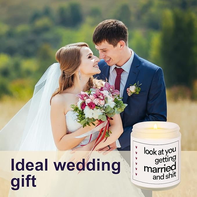BaubleDazz Funny Wedding Gifts, Bachelorette & Bridal Shower Gift for Bride, 7oz Lavender Scented Soy Wax Candle, Bride to Be, Engagement Gifts for Couples