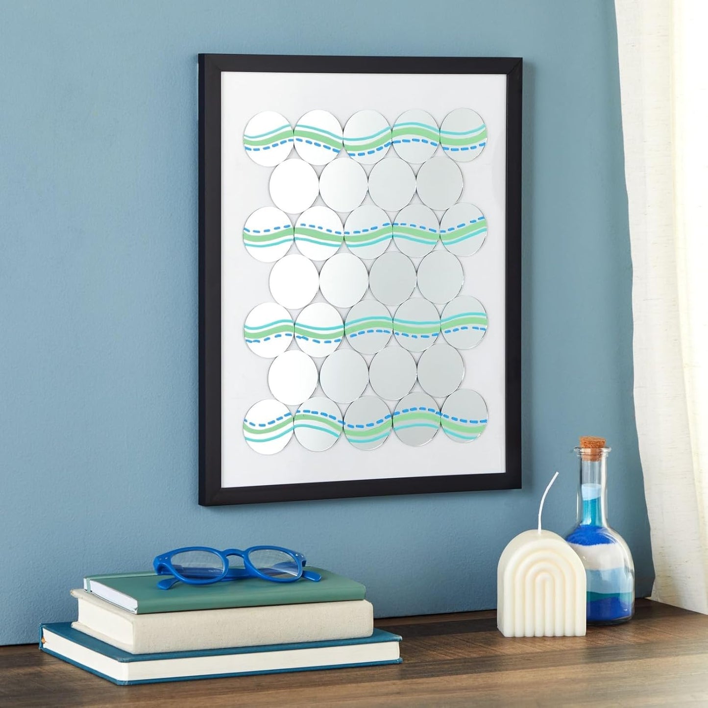 Juvale Craft Mirrors Bulk Mini Glass Tiles - 60-Pack 2-Inch Round Tiles - DIY Mosaic Crafts - Tiny Mirrors for Table Centerpieces & Wall Decor