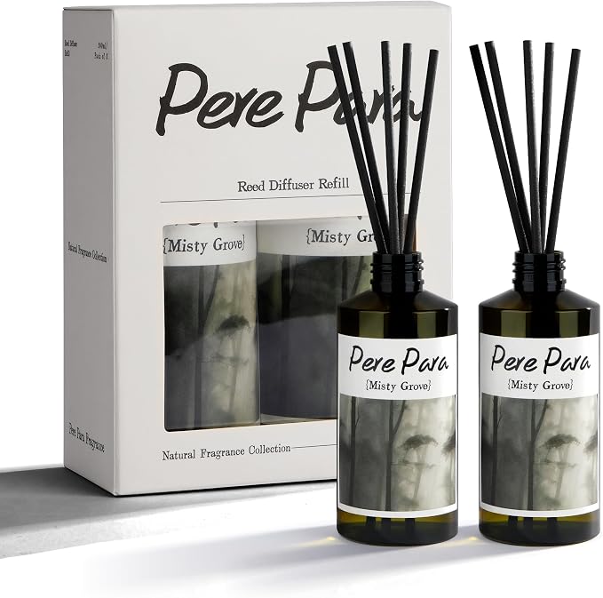 Misty Grove Scent Premium Reed Diffuser Set - 2 Pack, 400ml /14.1 fl.oz Scented Oil with 6 Sticks | Long-Lasting Fragrance for Home & Office | Luxury Gift