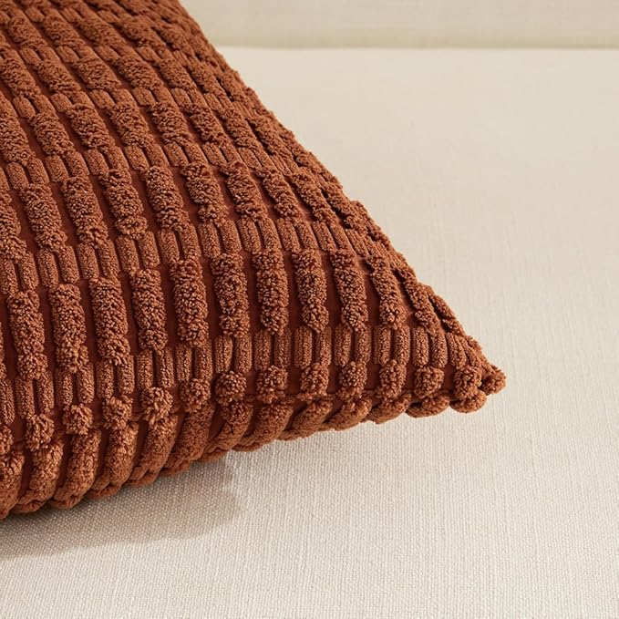 Fancy Homi 4 Packs Decorative Throw Pillow Covers for Living Room Couch Bed, Modern Farmhouse Boho Home Décor Accent Cushion Case, 16" x 16" (Pack of 4), Rust
