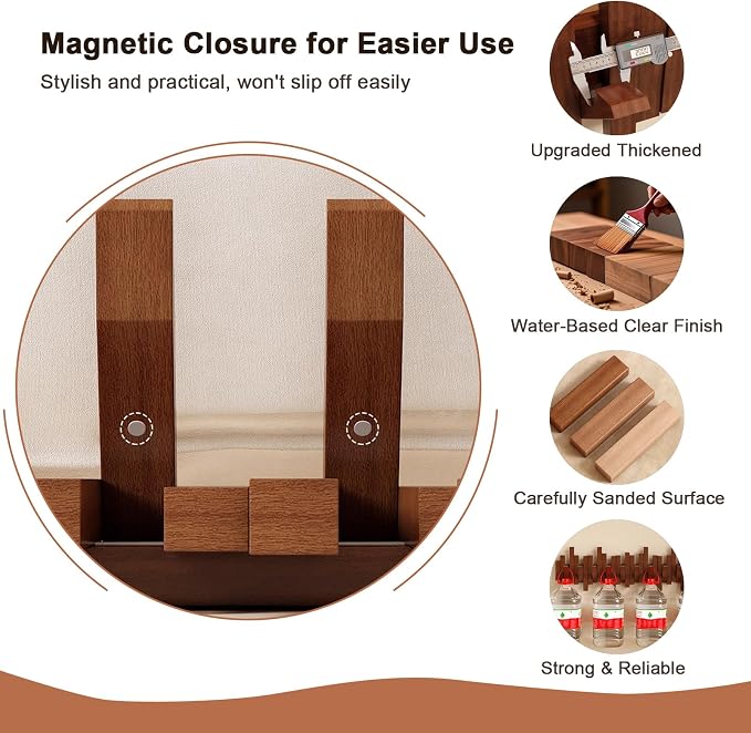 Modern Wooden Coat Rack, key holder wall mount– Handmade Solid Walnut Flip Hook Rack with Hidden Mount, Decorative Entryway Wall Hooks for Coats, Bags & Hats, Space-Saving Design (Black,6Hooks)