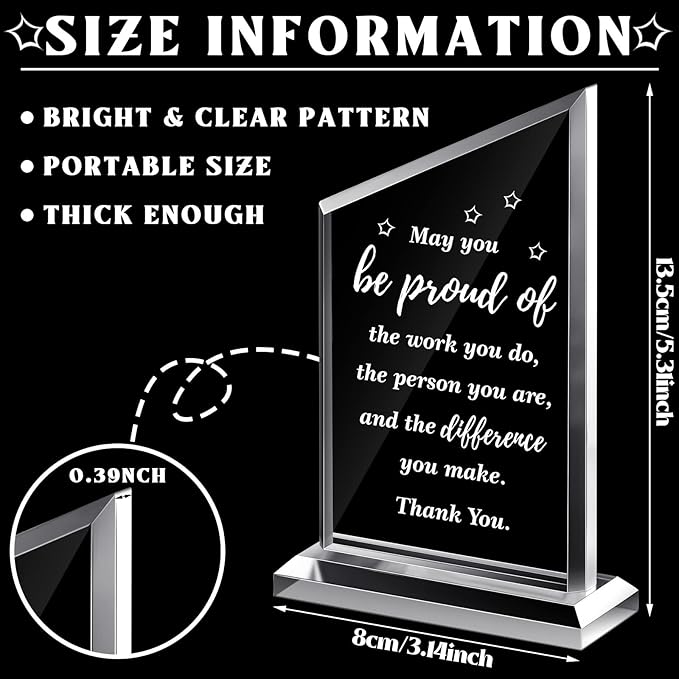 Yinder Thank You Gifts for Women Appreciation Gifts for Coworker Employee Nurse Teacher Leader Boss Inspirational Quotes Acrylic Desk Decor for Home Office Farewell Retirement