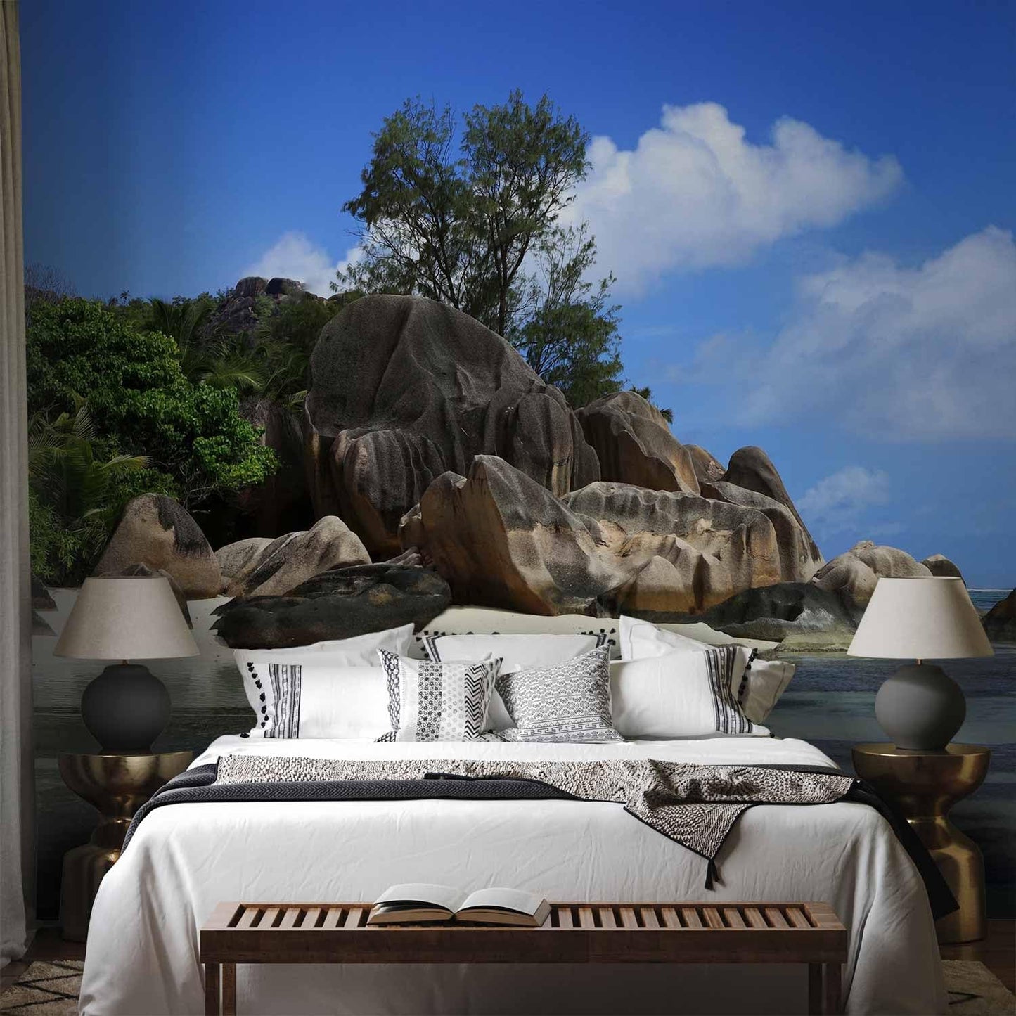 artgeist Wall Mural Tropical Island 216x98 in - XXL Non-Woven Corner Wallpaper Fleece Angle Wall Decor Photo Print Picture Image Design Landscape Sea Beach Nature Palm Tree c-A-0058-a-c