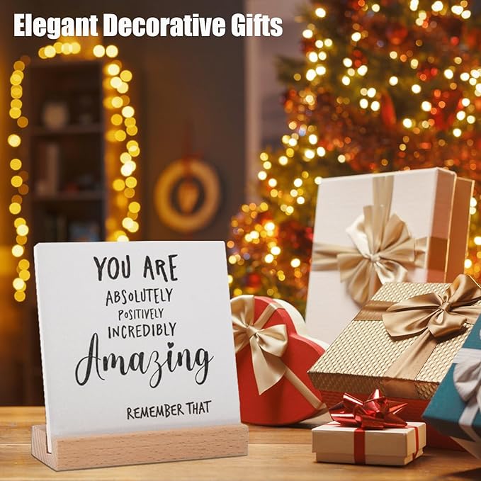 Inspirational Quotes Gifts for Women Friend Coworker Graduate Teen Girl Boy Valentines Day Birthday, Encouragement Decor Signs Cheer Up Hard Time Gifts for Her Him, You are Amazing Motivational Desk Plaque for Office Home