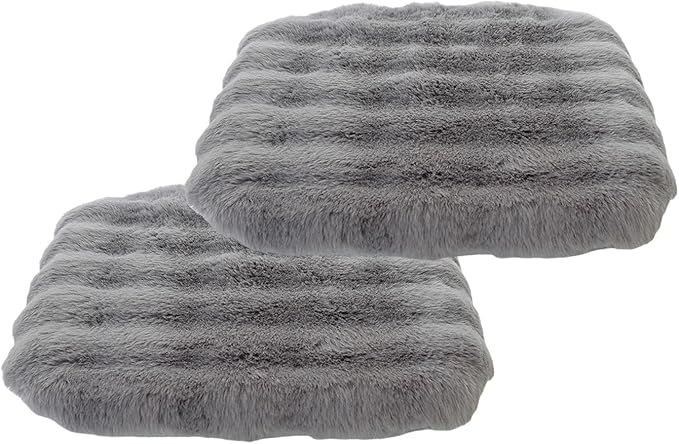 Lifup 2 Pack Square Chair Pads Memory Foam Seat Cushion Soft Cozy Plush Non Slip Thick Pad with Ties and Removable Cover for Dining Room, Office Grey 16 x 16 Inch