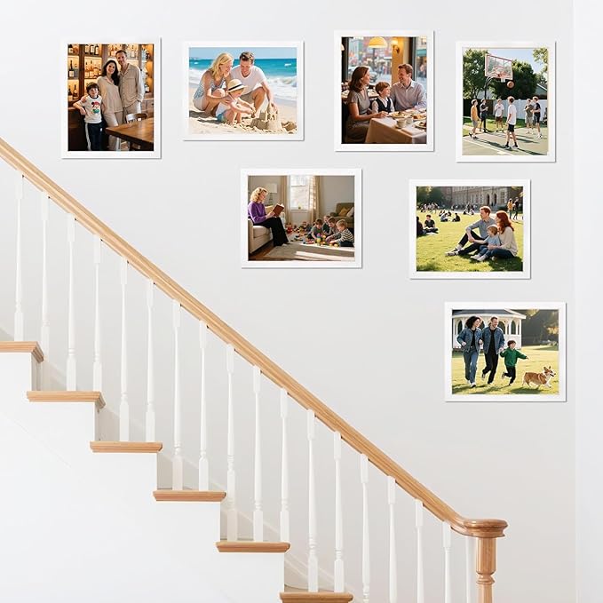 4x6 Picture Frames Set of 8, White Photo Frames for Gallery Wall Mounting or Table Display, Collage Frames with Clear Plexiglass for Home Office Decor