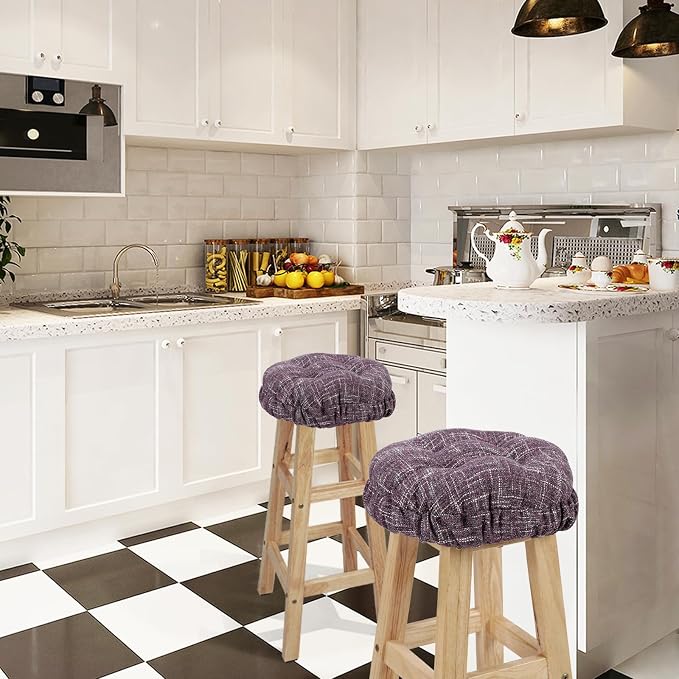 SINOSSO Modern Bar Stool Cushion Dia.13, Fashion Interweaving Design Anti-Skid Silicone Round Stool Seat Cushion Cover Padded (Purple, M,1)
