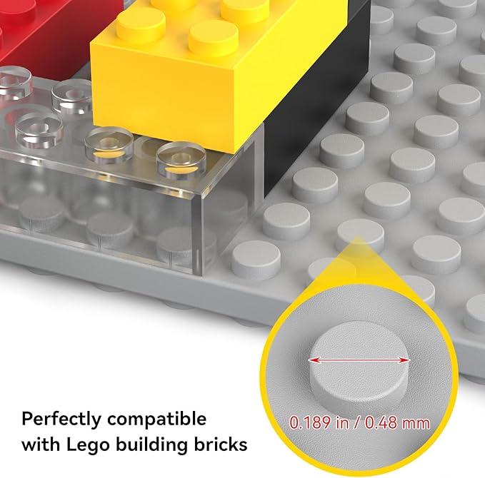 BlissBox 9-Pack Floating Display Shelves for Wall Compatible with Lego Building Bricks, 5 × 5.5 Inch Dual-Sided 16 × 17 Studs for Brick Storage and Display, ABS Display Shelf for Room Decor, Gray