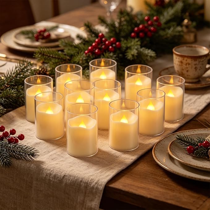 24-Pack 1.65"x2.36" Flameless Small LED Tea Lamp Candles - 3D Realistic Flame,Ivory Flickering Warm Light Battery-Powered with Remote Control and Timer for Home, Weddings & Parties.