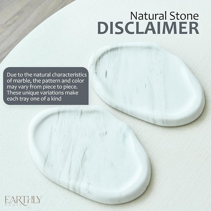 Natural Marble Trinket Tray – 9"x6" Cloud Shaped Decorative Dish for Jewelry, Keys, Perfume, Cosmetics, Vanity, Bathroom, Candle, Kitchen & Countertop | Stone Catchall or Gift (Rainy White)