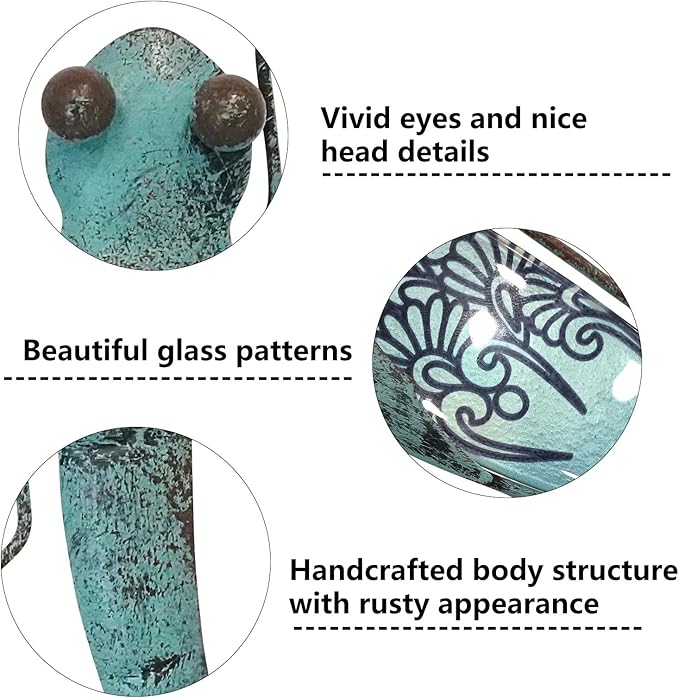 LIFFY Glass Metal Dragonfly Wall Decor Pair - Outdoor Wall Art for Garden and Home - Hanging Decor Gifts for Women, Light Blue