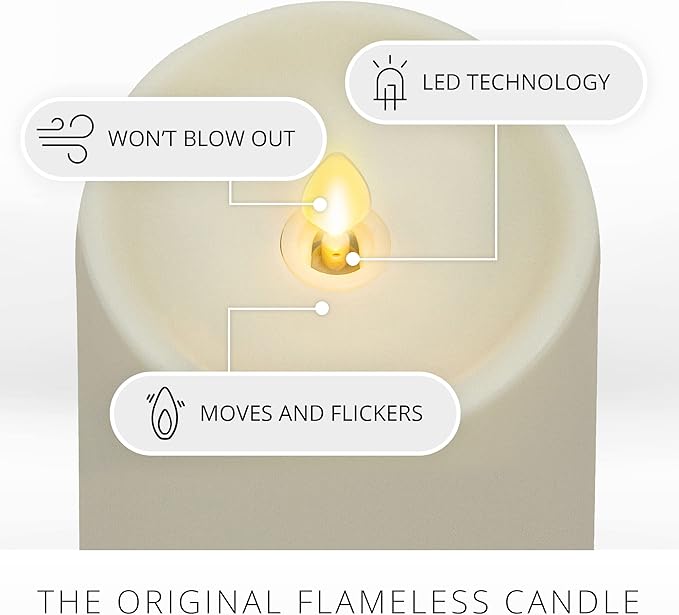 Luminara Pearl Ivory Outdoor Flameless Candle 3.25" x 7", Separate Remote, Moving Flame Flickering Realistic LED Battery Operated Pillar Lights Decor, Outside Lantern Halloween Christmas Decorations
