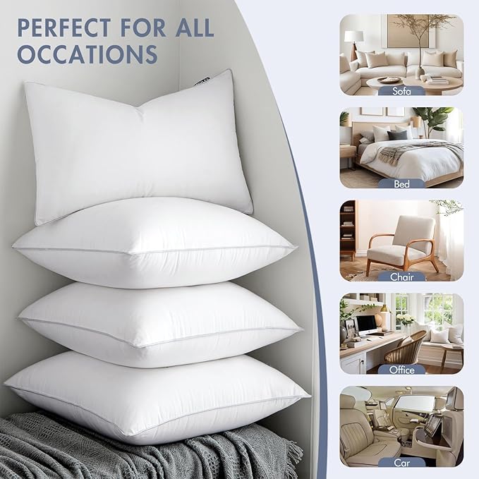 MIULEE 16x16 Pillow Inserts (Set of 2) -Decorative Throw Pillow with 100% Cotton Cover Square for Sofa Couch