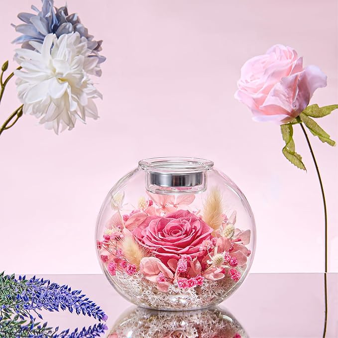 Mothers Day Rose Gifts for Mom Birthday Gift for Women Preserved Rose in Glass with 2 Fragrances Eternal Purple Roses Forever Flowers for Delivery Mothers Day Flower Gifts for Mom Grandma Wife Sister