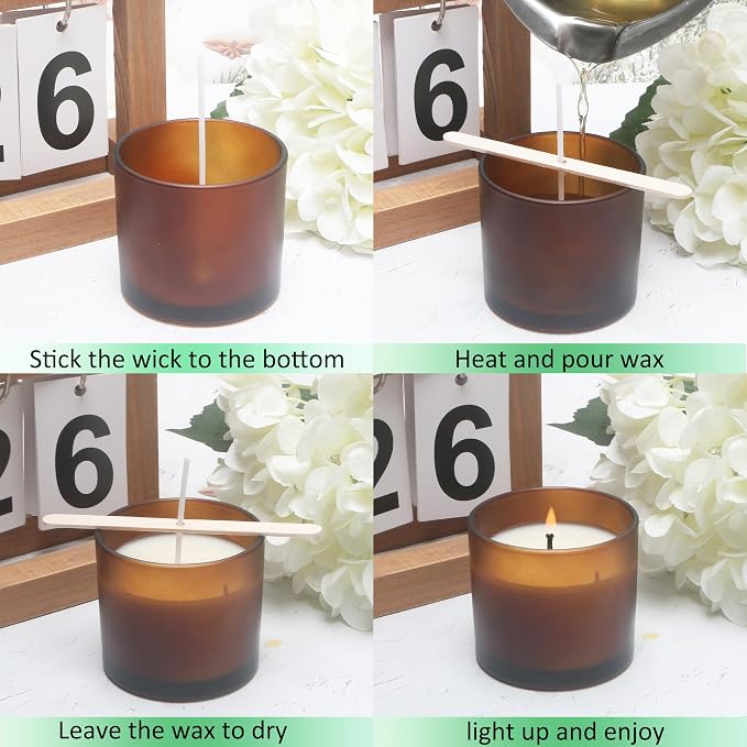 MILIVIXAY 20 Pack 4 OZ Frosted Amber Glass Candle Jars with Lids and Candle Making Kits - Bulk Small Empty Candle Jars for Making Candles - Spice, Powder Containers.