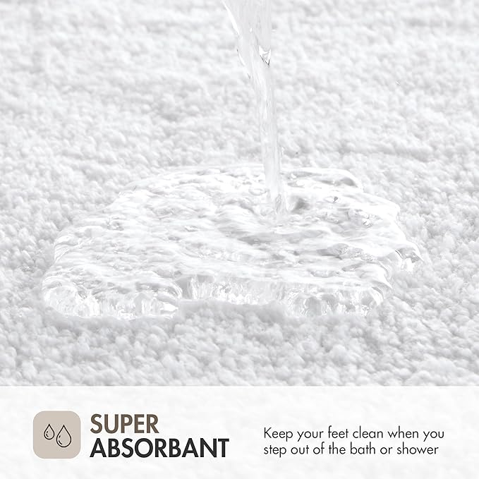 Madison Park Evan 100% Cotton Bathroom Rug Non Slip Backing-Luxrurious Tufted Plush Bath Mat Absorbent, Quick Dry, Spa Design Shower Room Décor, 24x40, White