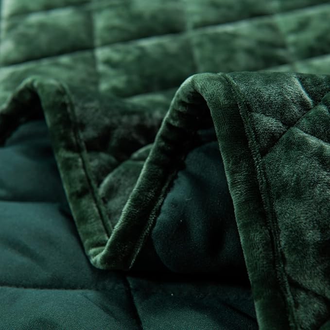 Fredsure Distressed Velvet Quilt Set, 3 Pieces Blackish King, Distressed Velvet Face and Brushed Microfiber Reverse, with Diamond Quilting