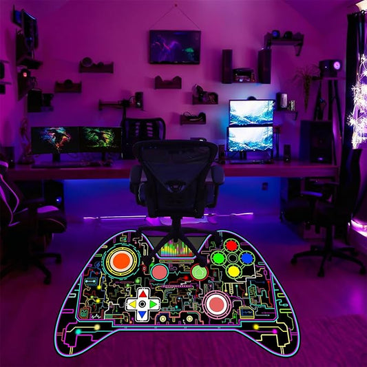 Boys Gamepad Shaped Carpet Rug - Gamepad Shaped Area Rug for Boys Bedroom Gaming Themed Area Rugs Kids Gaming Room Decor, 5x7 Feet