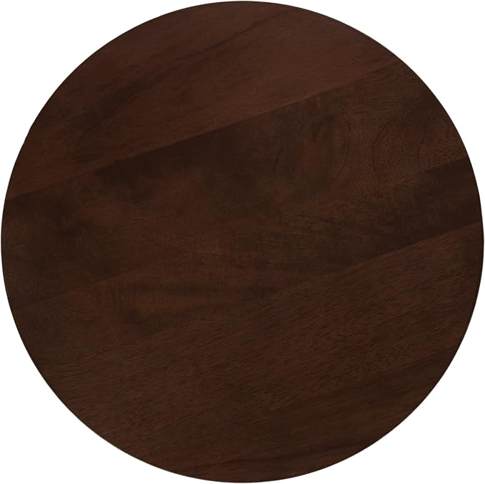 Kate and Laurel Gierson Modern Wooden Round Side Table; 12 x 12 x 22; Dark Brown; Transitional Scalloped Wood End Table for Use as Bedroom Nightstand or Living Room Accent Table