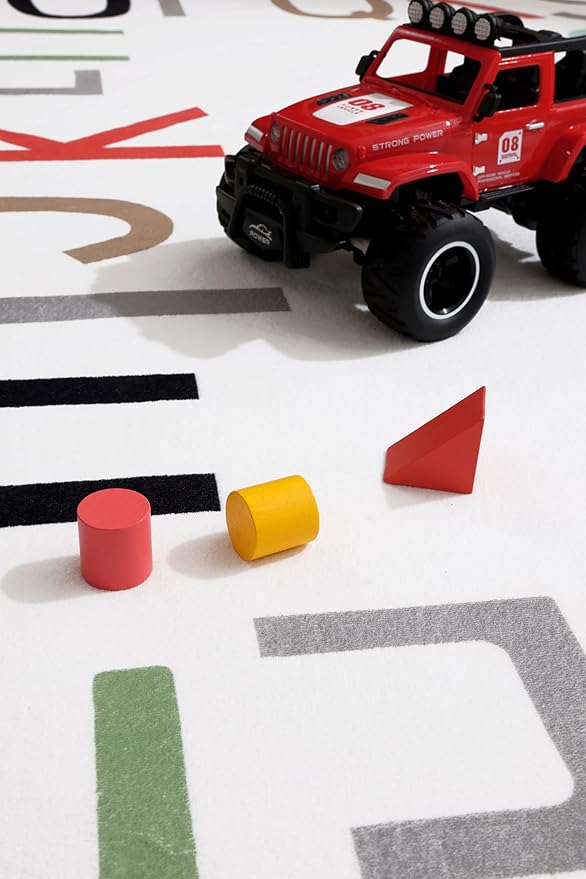 Topotdor Rainbow Kids Play Rug Alphabet Nursery Area Rug Extra Large Soft Crawling Play Mat for Children Toddlers Bedroom (47x70 inch,Multi Color)