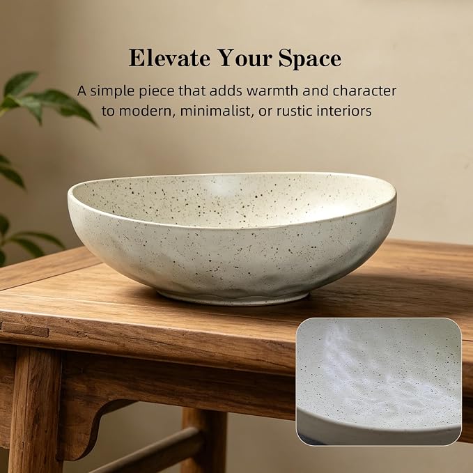 salomayes Wabi-Sabi Decorative Bowl, Matte Off-White Ceramic Key Bowl with Natural Speckled Glaze, One-of-a-Kind Artisan Finish for Entryway, Kitchen Counter or Tabletop Décor