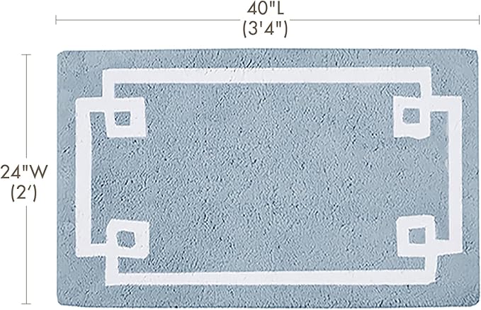 Madison Park Evan 100% Cotton Bathroom Rug Non Slip Backing-Luxrurious Tufted Plush Bath Mat Absorbent, Quick Dry, Spa Design Shower Room Décor, 24x40, Blue