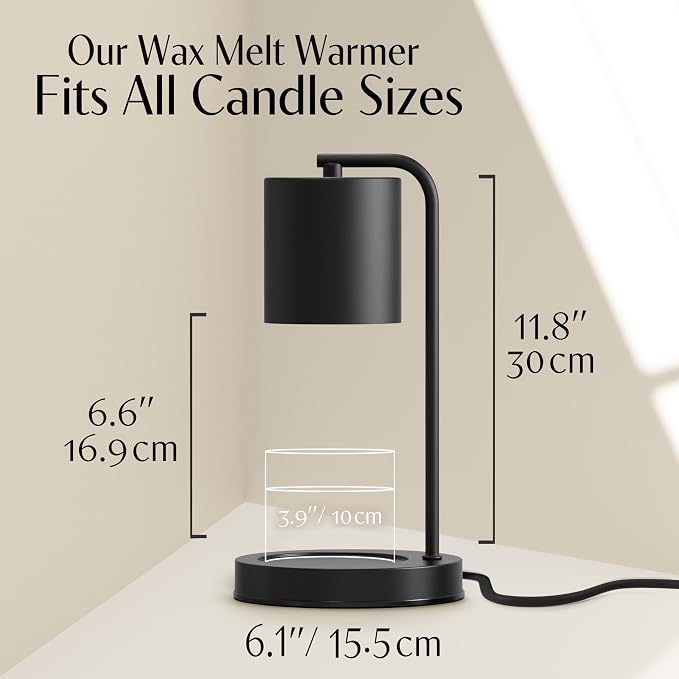 Candle Warmer Lamp with Timer and Dimmer & Includes 2 Bulbs, Electric Wax Candle Lamp Warmer for Jar Candles, Home Decor Aesthetic, and House Warming Gifts - Black