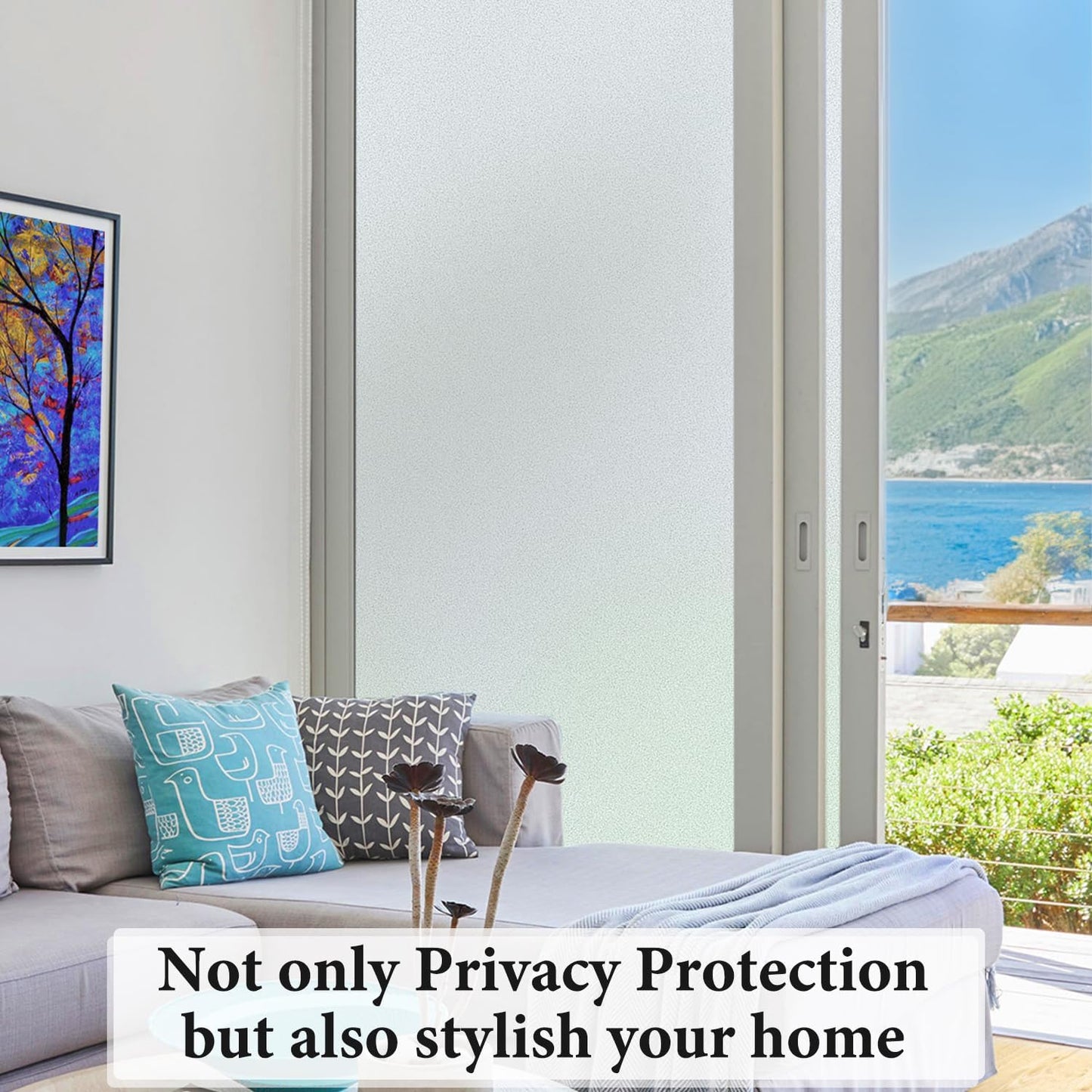 DUOFIRE Privacy Window Film Natural Frosted Glass Film Static Cling Glass Film No Glue Anti-UV Window Sticker Non Adhesive for Privacy Office Meeting Room Bathroom Living Room 17.4in. x 157.4in. S001