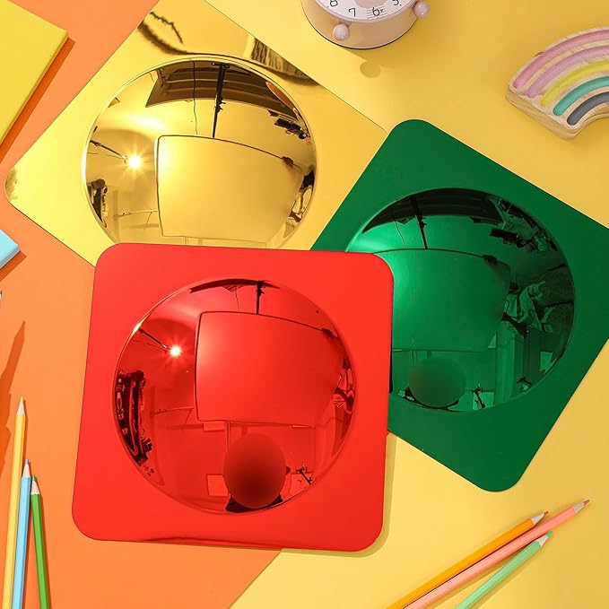 Geiserailie 9 Pcs Sensory Wall Mirror Acrylic Bubble Mirror Toys for Calming Corner Items - Sensory Room Have Visual, Tactile Stimulation (10 x 10 Inch,Multicolor)