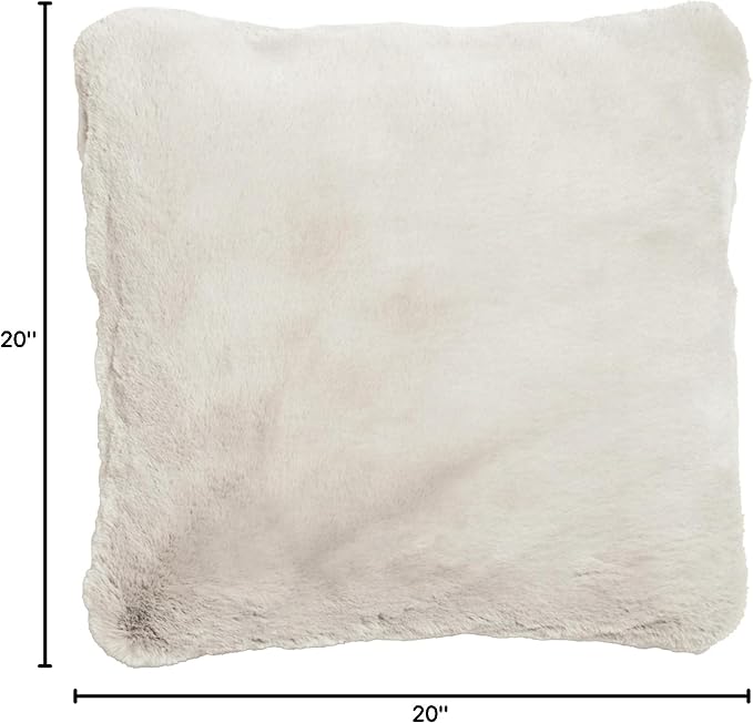UnHide Squish - Faux Fur Pillow - Extra Soft Throw Pillow - Square Shaped Pillow, Polyester Fill - Machine Washable - Perfect for Living Room, Bedroom, or Guest Room - 20” x 20” - Snow White