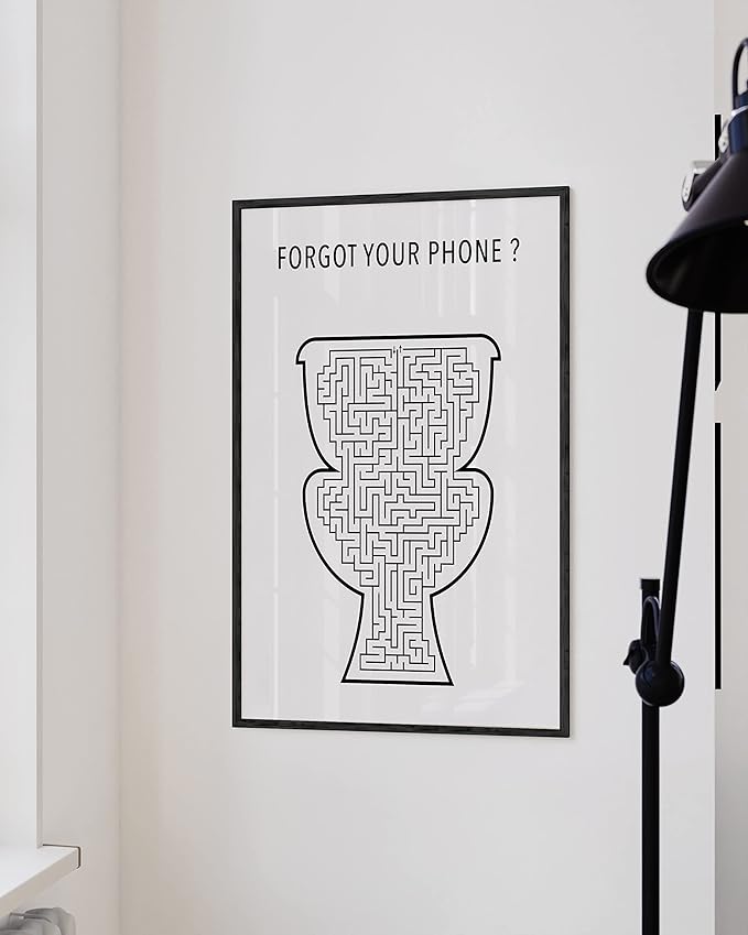 HAUS AND HUES Funny Bathroom Decor & Wall Art, Toilet Maze Signs (Unframed 24x36)