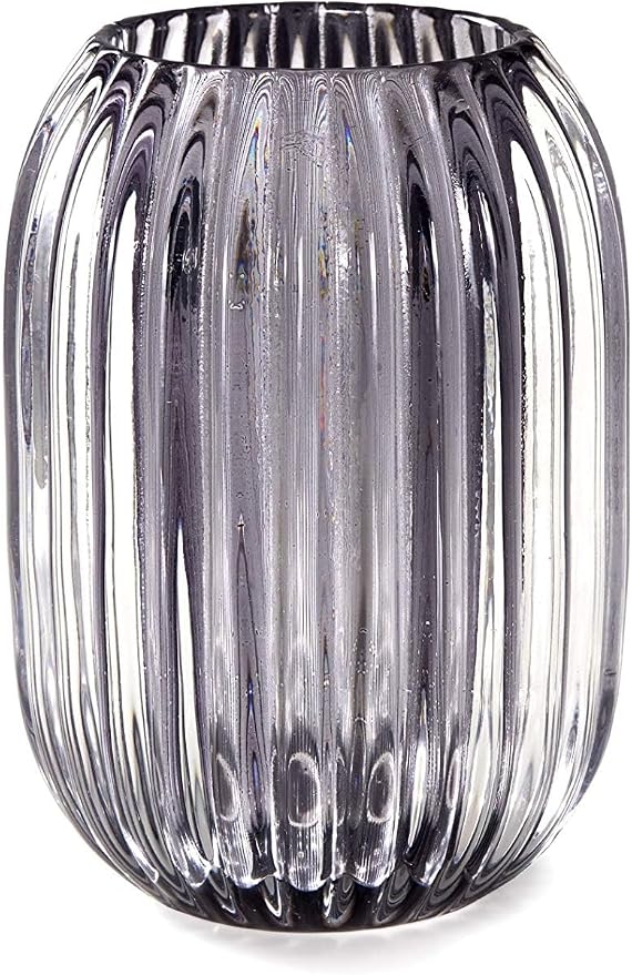Serene Spaces Living Smoke Grey Optical Glass Votive Holder, Perfect for Weddings and Home Décor, 5" Tall and 3.5" Diameter, Set of 12