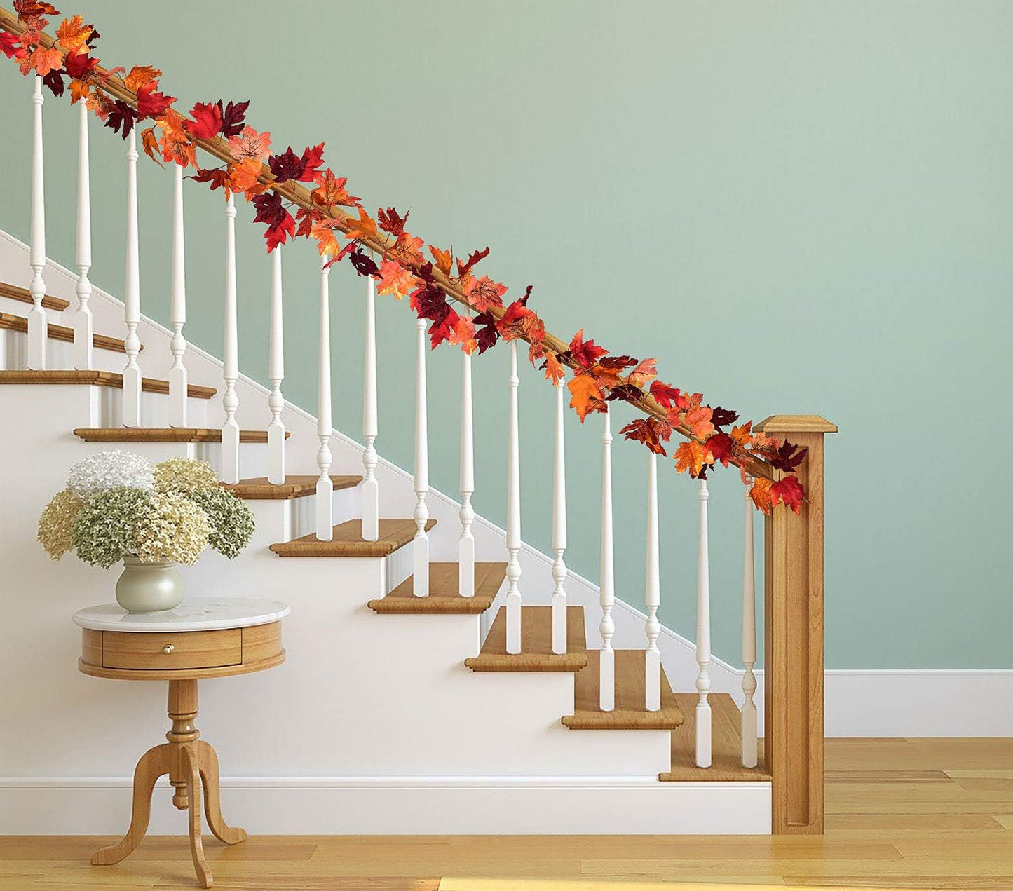 Lvydec 2 Pack Maple Leaves Fall Garland - 6ft/Strand Artificial Fall Foliage Garland Colorful Autumn Decoration for Home Wedding Party Thanksgiving