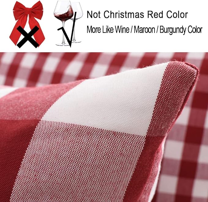 CARRIE HOME Buffalo Check Pillow Covers Buffalo Plaid Throw Pillow Cover 18x18 for Red and White Decorations, Set of 4