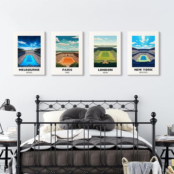 Grand Slam Wall Art Tennis Canvas Poster Sports Wall Decor Tennis Gym Prints Athlete Pictures Fashion Poster Grand Slam Club Artwork Center Painting for Living Room Bedroom 8x10 Inch Ready to Hang