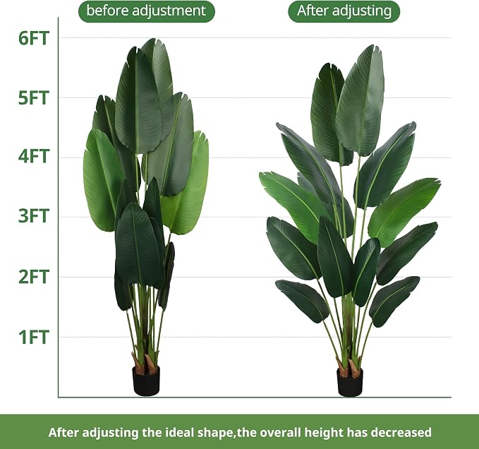 YEPDIN Artificial Bird of Paradise Plant 6 Ft Tall Fake Banana Leaf Plant for Indoors and Outdoors,Faux Palm Tree with Plastic Pot for Office and Home Decor,L180