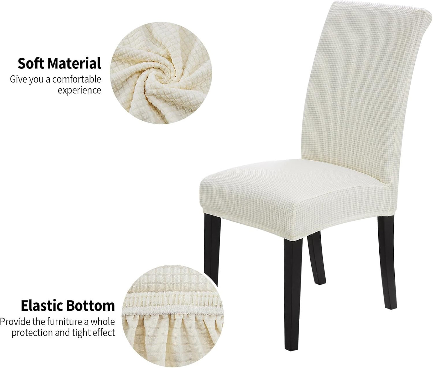 Joccun Dining Chair Slipcovers Set of 8, Stretch Dining Room Chair Covers, Washable Parsons Chair Cover, Ivory, 8 Pack