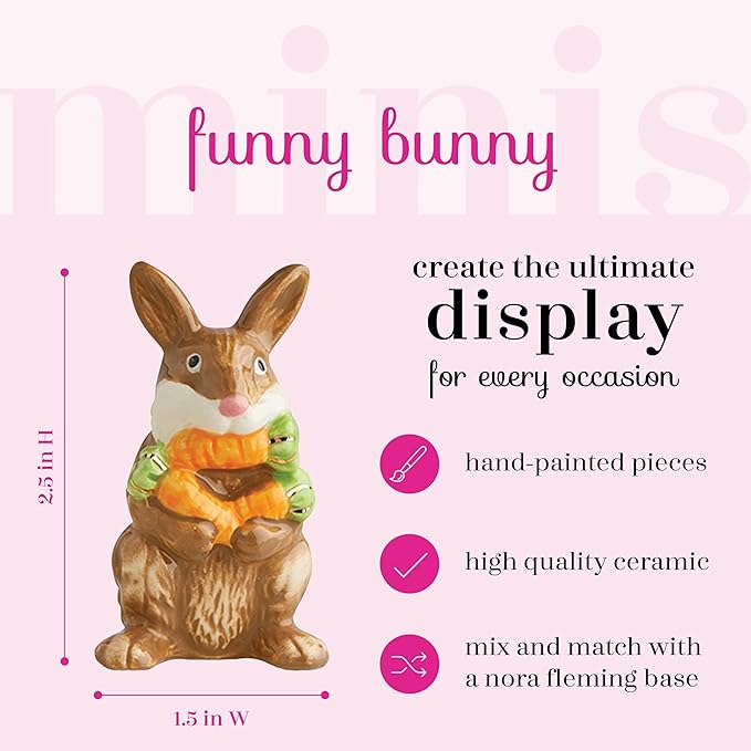 Nora Fleming Funny Bunny (Brown Bunny) A226 - Hand-Painted Ceramic Holiday Décor - Spring Minis for The Home and Office