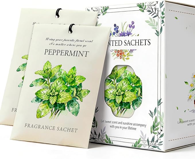 Mint Scented Sachet Bags - 12 Pack Drawer & Closet Freshener, Long Lasting Odor Eliminator for Wardrobes, Cars & Storage, Home Fragrance Air Freshener Sachets