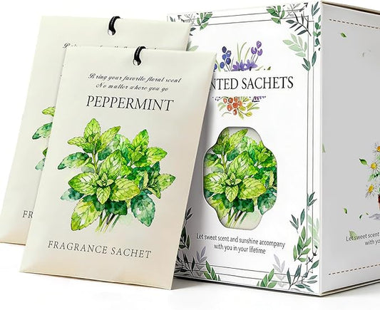 Mint Scented Sachet Bags - 12 Pack Drawer & Closet Freshener, Long Lasting Odor Eliminator for Wardrobes, Cars & Storage, Home Fragrance Air Freshener Sachets