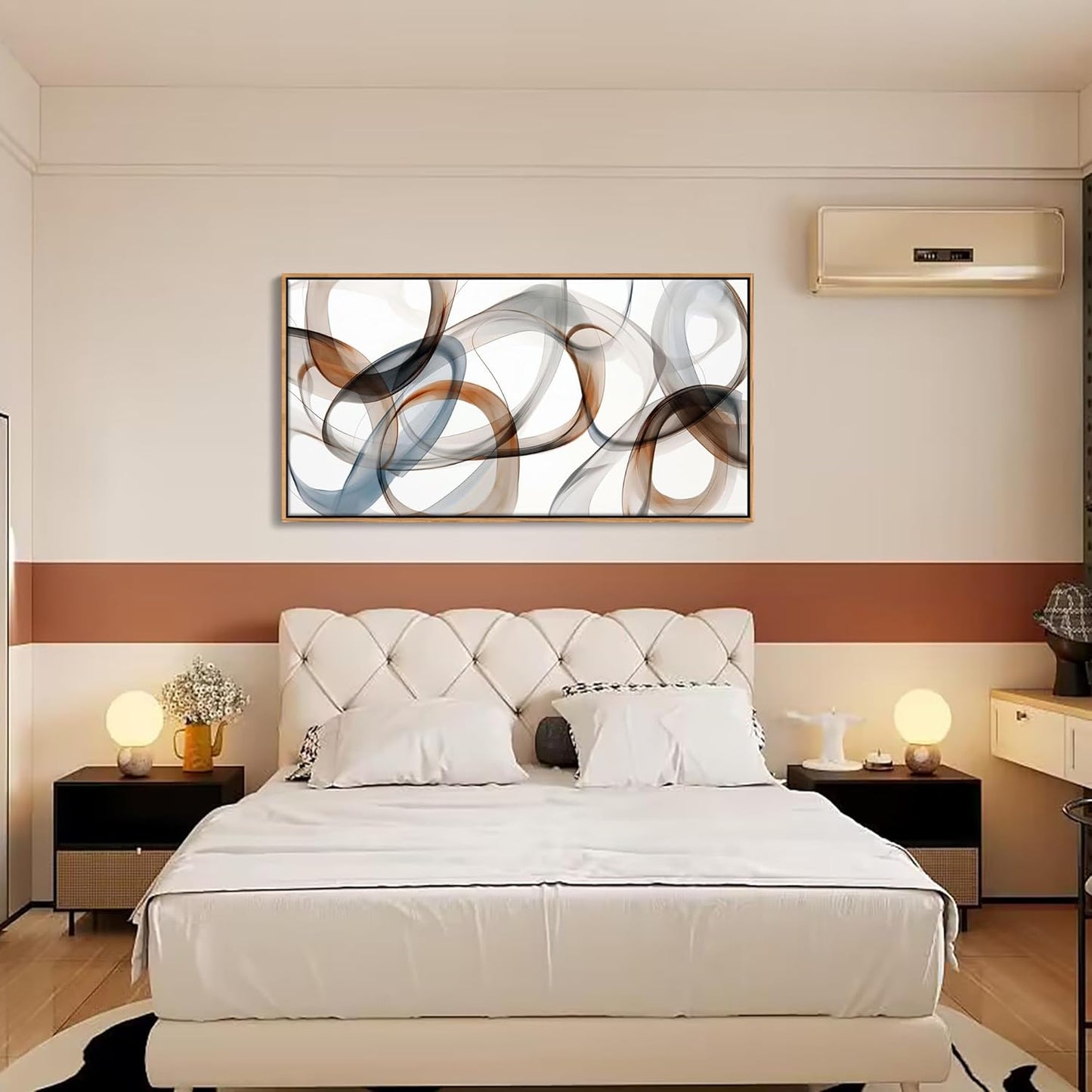 Abstract Wall Art - Framed Canvas Wall Art for Living Room, Bedroom, and Office - Minimalist Wood Wall Decor, Large Brown Art Prints, Kitchen bedroom wall art decor above bed